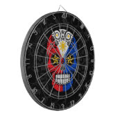 Filippijnse vlag Suikerschedel met Roos Dartbord (Voorkant Links)