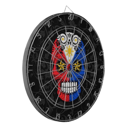 Filippijnse vlag Suikerschedel met Roos Dartbord (Voorkant Links)