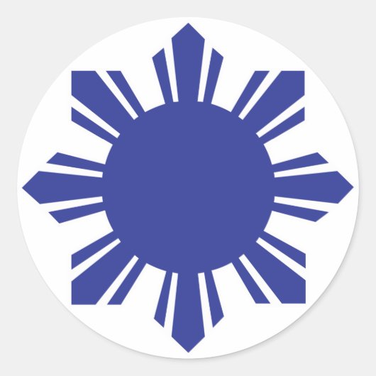 Filippijnse zon - blauw ronde sticker (Voorkant)