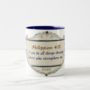 Filippus 4:13 Schild Koffiemok Tweekleurige Koffiemok