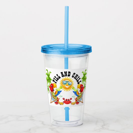 Fill en Chill 2 Parrot Tumbler Acryl Drinkbeker (Voorkant)