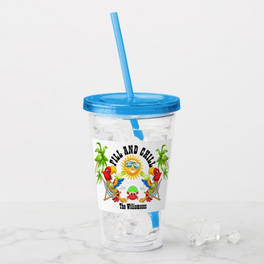 Fill en Chill Parrot Tumbler Acryl Drinkbeker (Voorkant ijs)