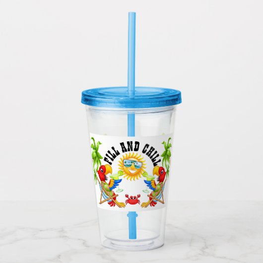 Fill en Chill Parrot Tumbler Acryl Drinkbeker (Voorkant)