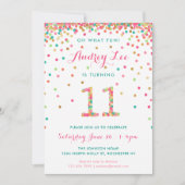 Fille 11e anniversaire Invitation onzième annivers (Devant)