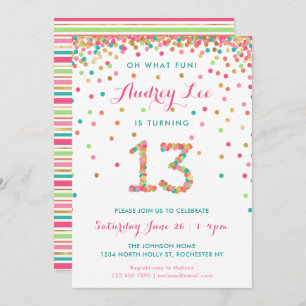 Fille 13e anniversaire Invitation treizième annive