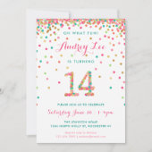 Fille 14e anniversaire Invitation quatorzième anni (Devant)