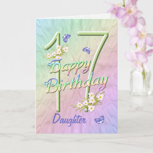 Fille 17e anniversaire Papillon Carte de jardin