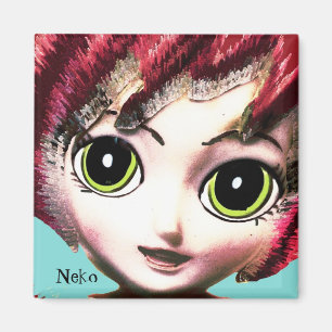Fille 1, art coloré d'imaginaire, aimant de Neko