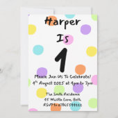 Fille 1er Anniversaire Invitation Pastel Polka Dot (Devant)