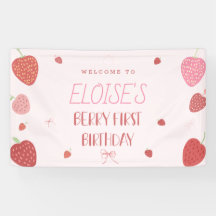 Fille 1re Berry fraise Bannière d'anniversaire