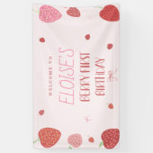 Fille 1re Berry fraise Bannière d'anniversaire (Vertical)