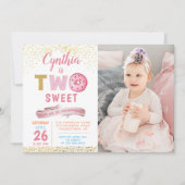 Fille 2e Invitation Anniversaire Deux Donut doux P (Devant)