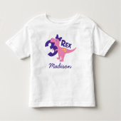 Fille 3e anniversaire Dinosaure rose avec T-shirt (Devant)