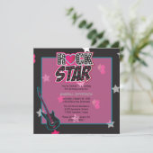 Fille 5x5 Rose Rock Star Invitation de fête d'anni (Debout devant)