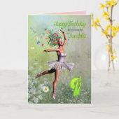 Fille 9 ans, carte d'anniversaire de fée (Fleur jaune)