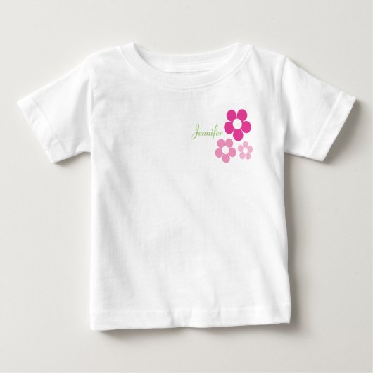 Fille à fleurs avec nom - T-shirt bébé (Devant)