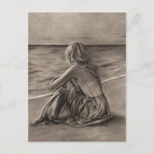 Fille à la plage Carte postale (Devant)