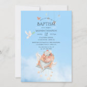 Fille à l'aquarelle Invitation pour baptême d'ange (Devant)
