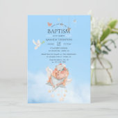 Fille à l'aquarelle Invitation pour baptême d'ange (Debout devant)