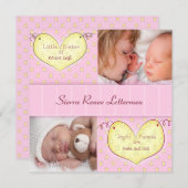 Fille à nouveau-né avec Faire-part de naissance ph (Devant / Derrière)