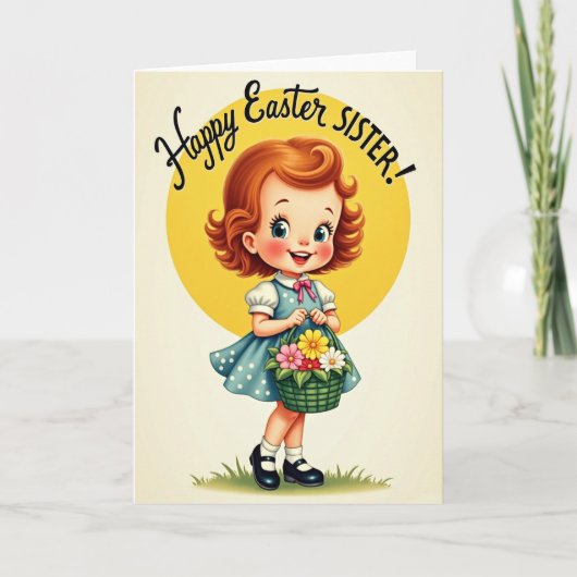Fille à pois Carte de printemps (Devant)