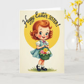 Fille à pois Carte de printemps (Fleur jaune)
