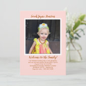 Fille Adoption Party Photo Invitation Modèle (Debout devant)