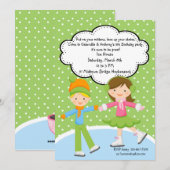 Fille adorable et invitation de patinage (Devant / Derrière)