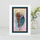 "Fille adorant." Carte simple (Debout devant)