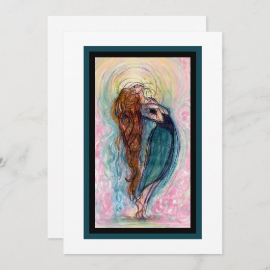 "Fille adorant." Carte simple (Devant / Derrière)