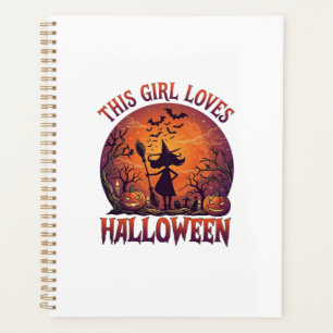 Fille aime Halloween Sorcière Citrouilles Chauves-