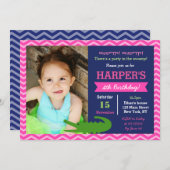 Fille Alligator Invitations de fête d'anniversaire (Devant / Derrière)