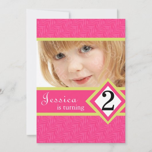 FILLE an de zèbre de 2 invitations de fête (Devant)