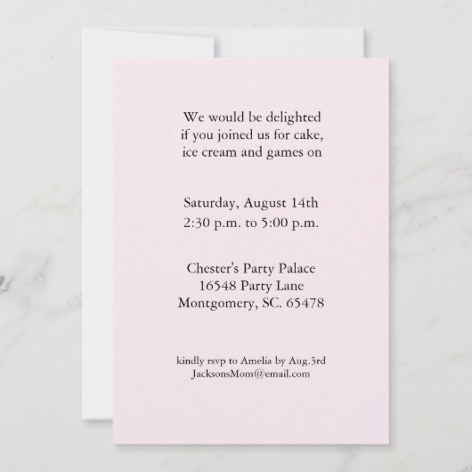 FILLE an de zèbre de 4 invitations de fête (Dos)