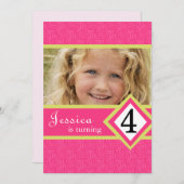 FILLE an de zèbre de 4 invitations de fête (Devant / Derrière)