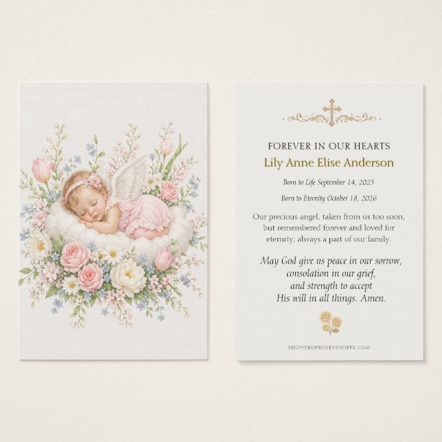 Fille ange de bébé Funérailles catholique Fleurs r (Devant & derrière)