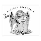 Fille ange ennuyé tampon en bois (Impression)