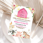 Fille Animaux de la Ferme Rose Invitation Annivers
