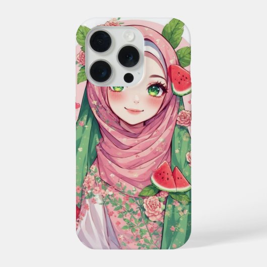 Fille Anime avec Pastèque – Boîtier iPhone 15 Flor (Verso)