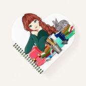 Fille Anime Books et Rabbit Carnet de forme de coe (Devant)
