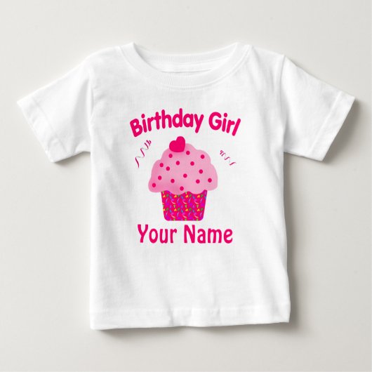 Fille Anniversaire Cupcake personnalisée T-shirt (Devant)
