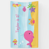 Fille Anniversaire De La Fête Bannière Sous La Mer (Vertical)