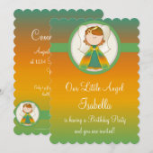 Fille Anniversaire Fête Invitation Angel Design 1 (Devant / Derrière)