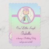 Fille Anniversaire Fête Invitation Angel Design 3 (Devant / Derrière)