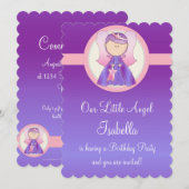 Fille Anniversaire Fête Invitation Angel Design 6 (Devant / Derrière)