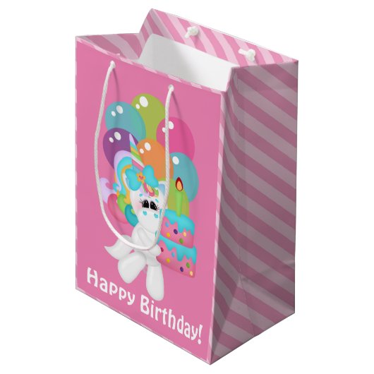 fille Anniversaire licorne moyen sac cadeau (Devant Angle)