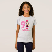 FILLE Anniversaire Pirate 9e Nom T-shirt (Devant entier)