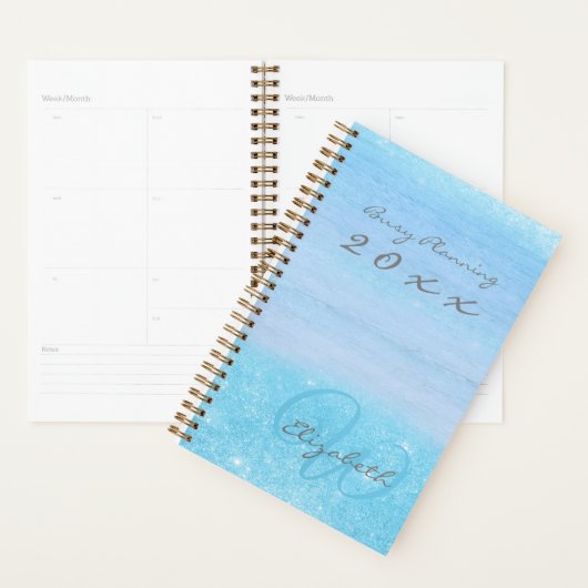 Fille Aqua Blue Ombre avec Monogramme (Devant avec enveloppe)