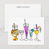 Fille Aquarelle Cocktails d'été Cartes de notes ré (Devant / Derrière)