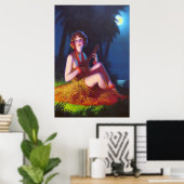 Fille Art Déco en clair de lune avec Banjo (Bureau à domicile)